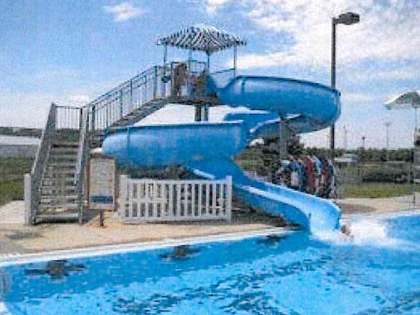 The waterslide at the Rising Sun Community Pool